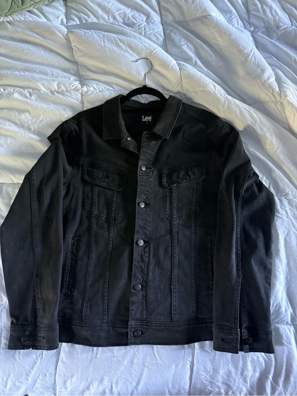 Lee Men’s Distressed Black Denim Jacket